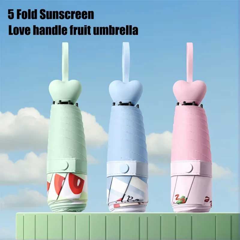 Mini capsule fruit umbrella suitable for both sunny and rainy days heart-shaped handle UV-protective sun umbrella H260318 - view 4