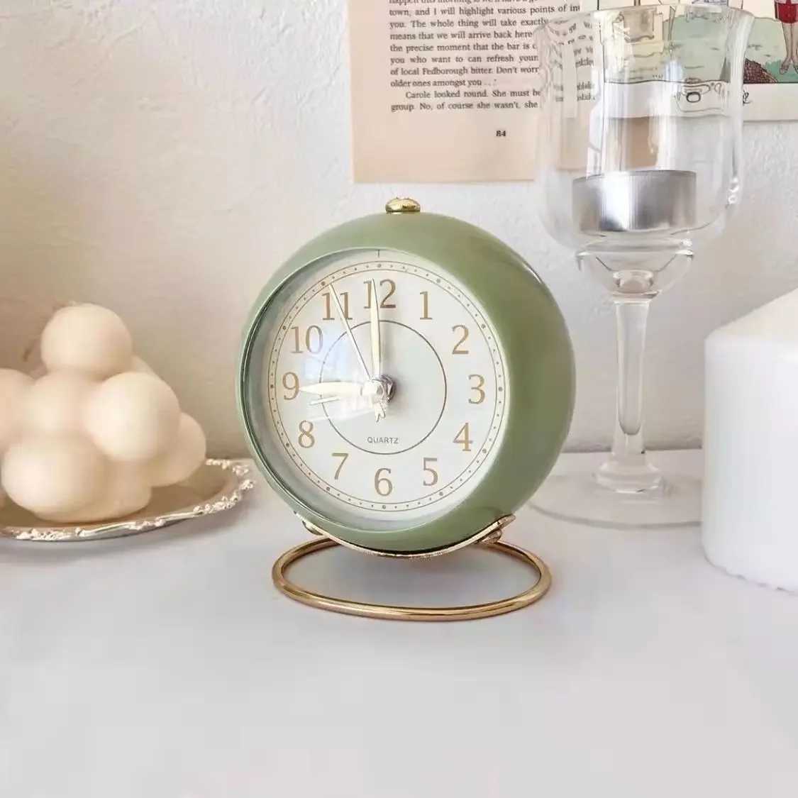 Light Alarm Clock with Night Light Silent for Bedroom Decoration Small Quartz Circular Morning Clocks Office Table Desk Children D260318