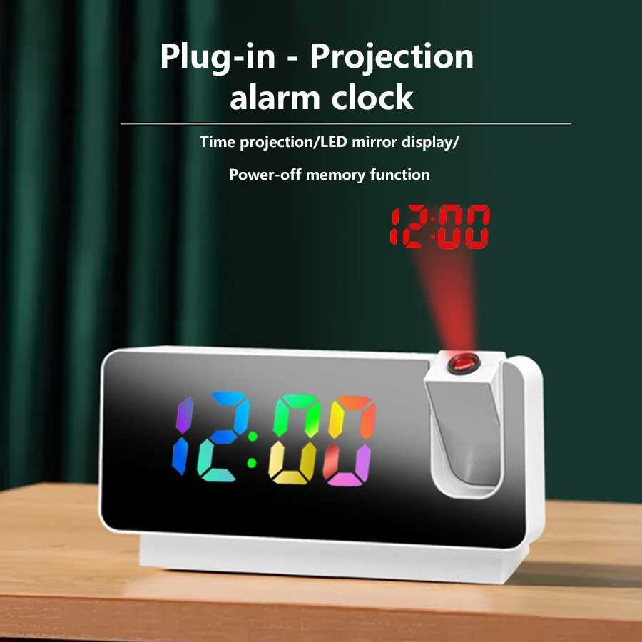 Projection Alarm Clocks for BedroomsLED Digital Clock with 180 Rotatable Projector on Ceiling WallSnooze Model12/24H2-Level D260318