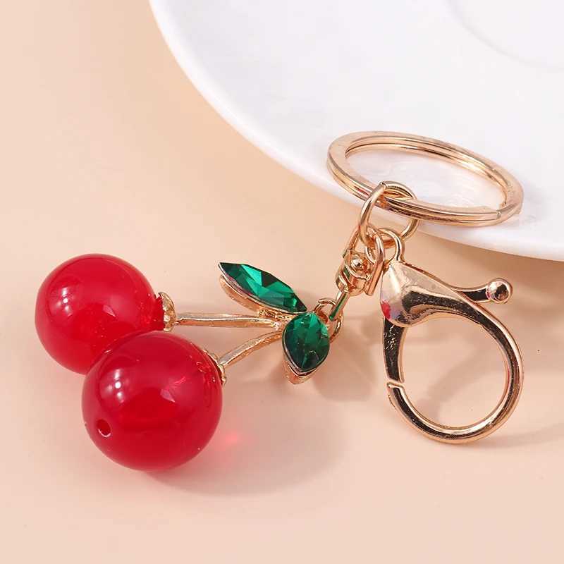 Aihua Exquisite Crystal Rhinestone Red Cherry Keychain Cute Girls Bag Pendant For Women Car Key Chain Ring Holder Jewelry Gifts H260318 - view 6