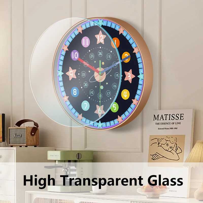 Cartoon Wall Clock Early Education Living Room Bedroom Study Clock Silent Movement Non Ticking Wall Hanging Home Decor D260318