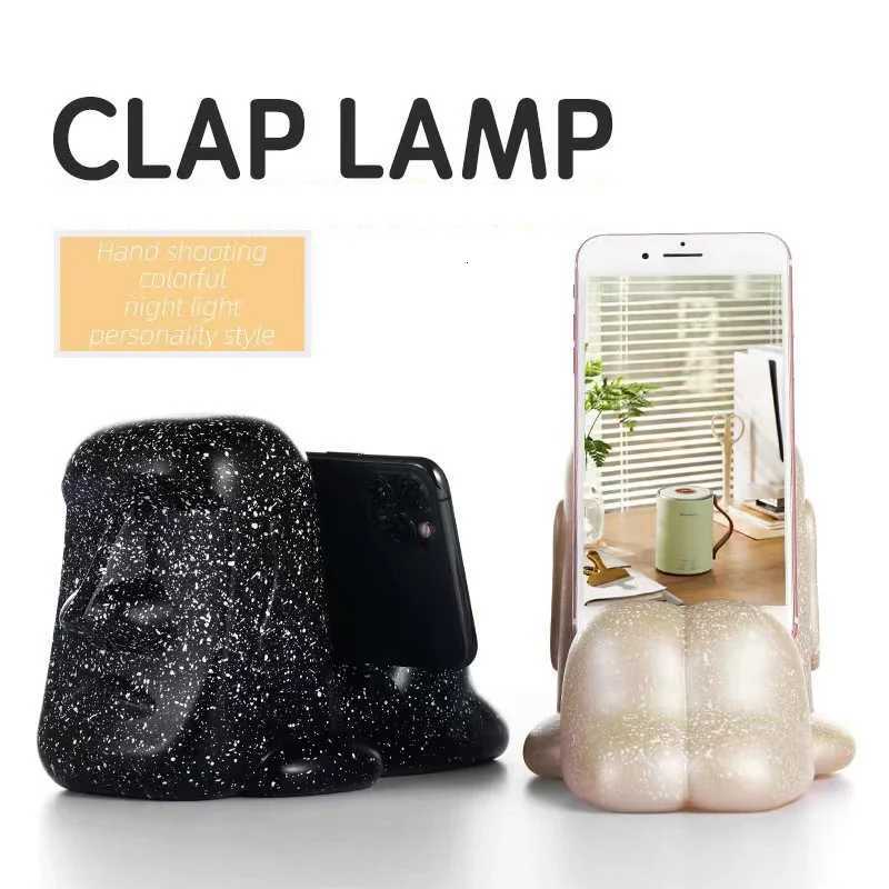 Easter Island Stone Statue Man Night Light Colorful Discoloration Induction Mobile Phone Bracket Shooting Light Decoration Light H260318