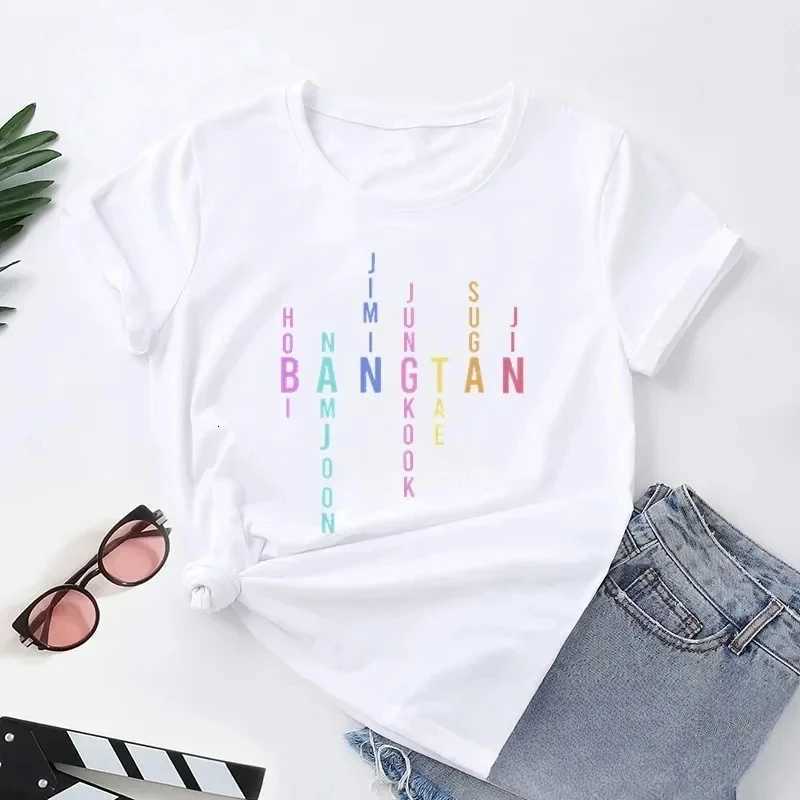 New letter printed T-shirt for womens casual fashion Korean version T-shirt for womens round neck Harajuku Y2K T-shirt topT260317