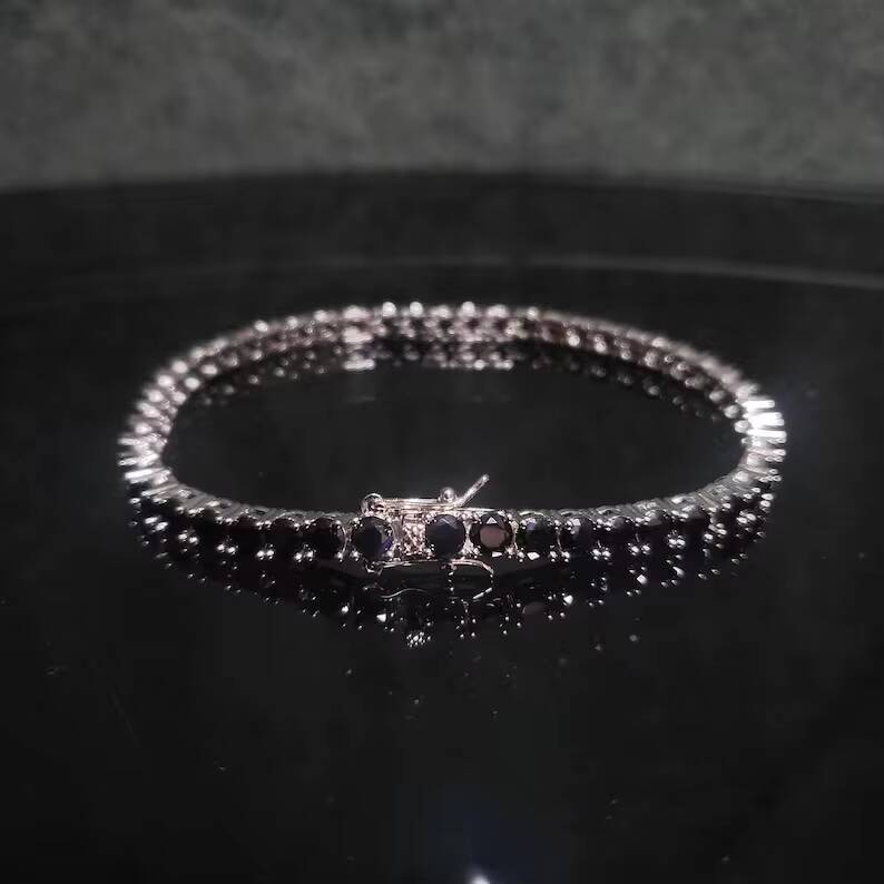 Wholesale Price 3mm 4mm 5mm Moissanite Tennis Bracelet Chain Black Moissanite Hip Hop S925 Tennis Chain Moissanite Men