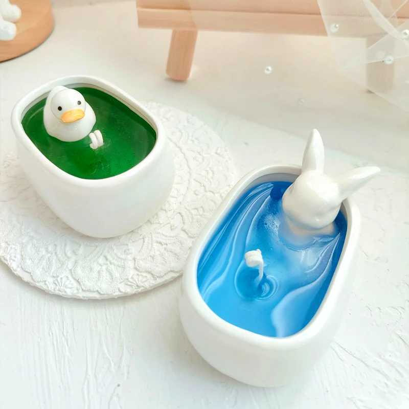Cute Rabbit Scented Candle Bathtime Theme Decorative Gift Item Little Duck Bathtub Creative Home Fragrance D260318