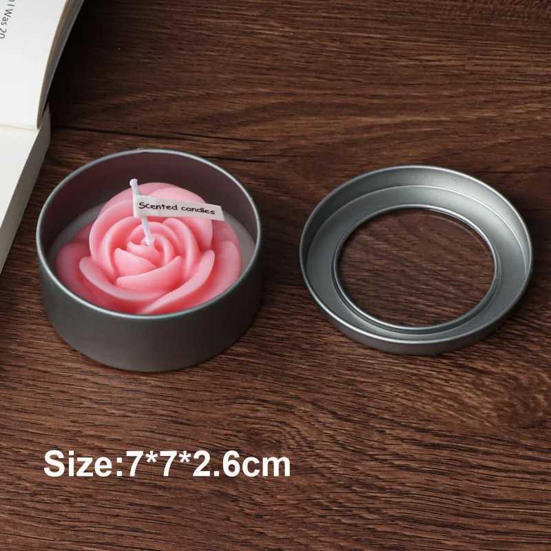 Round Tin Box Floral Tealight Candle 3D Rose Flower Designs Holiday Gifts Aromatherapy Candles Home Scented Natural Soy Candles D260318