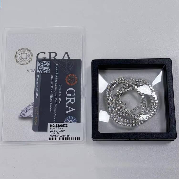 RINNTIN SMON01 925 Silver Gra VVS Moissanite Diamond Tennis Chain 2MM 3MM 4MM 5MM Necklace Bracelet Men Women Hiphop Jewelry