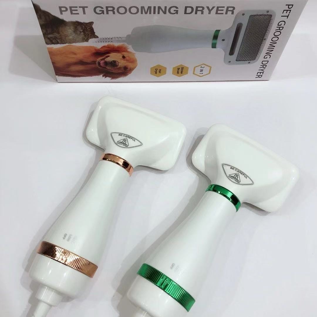 New pet hair dryer dog comb hot air one-click 2-in-1 dog cat blow drying comb hair dryer