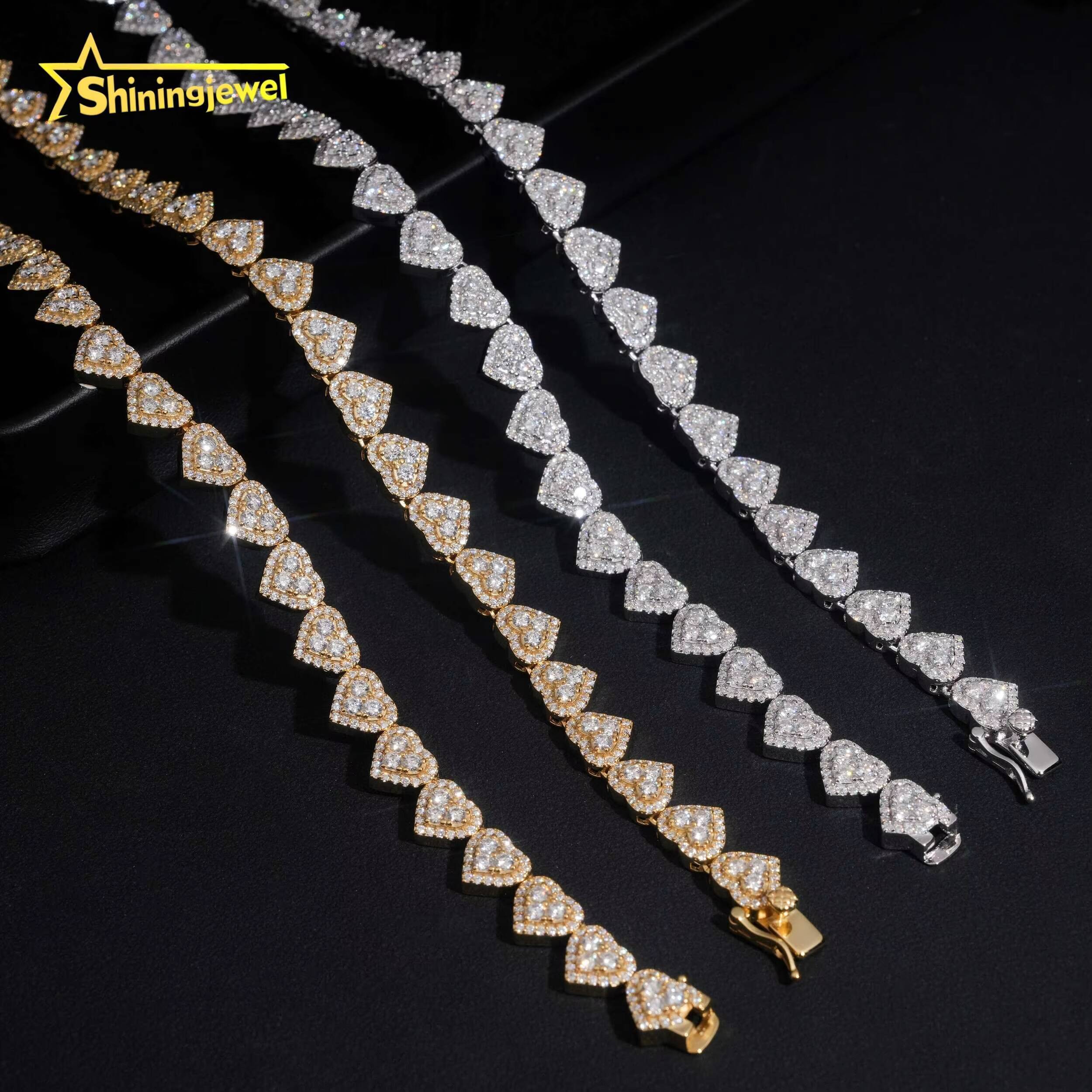 Hot Selling Heart Cuban Link Chain 925 Sterling Silver Moissanite Hip Hop Jewelry Custom Chains Men Iced Out Diamond Necklace