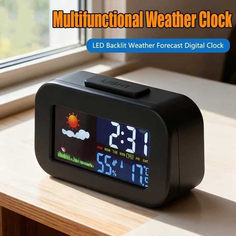 Weather Station Clock With Color Display-Temperature And Humidity Monitor Backlit For Children Teens Perfect For Bedrooms Dorms D260318