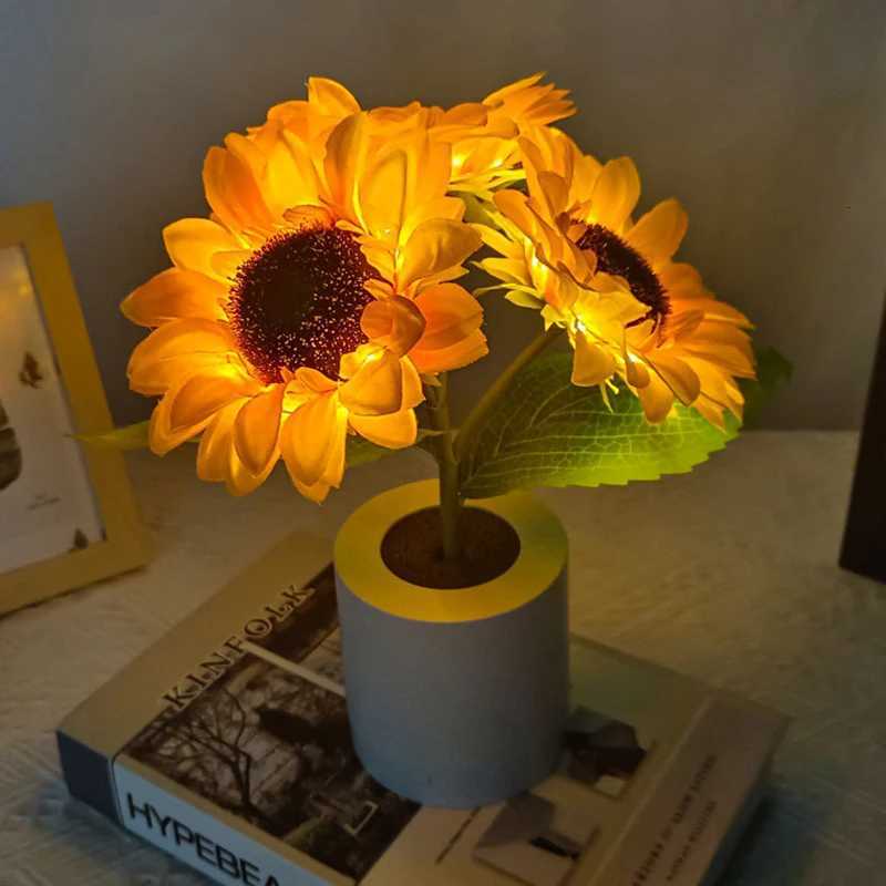 F5 Sunflower Led Night Light Besides Bedroom Lamp Table Lamp Usb Rechargeable Light Kids Gift Bedside Decorative Ambient Light H260318