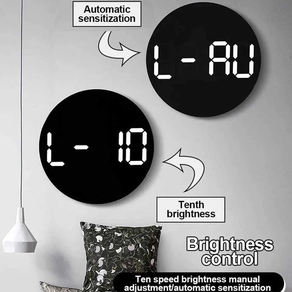 Remote Control LED Wall Clock with Dual AlarmsCalendarTemperature and HumidityBrightness Adjustable D260318