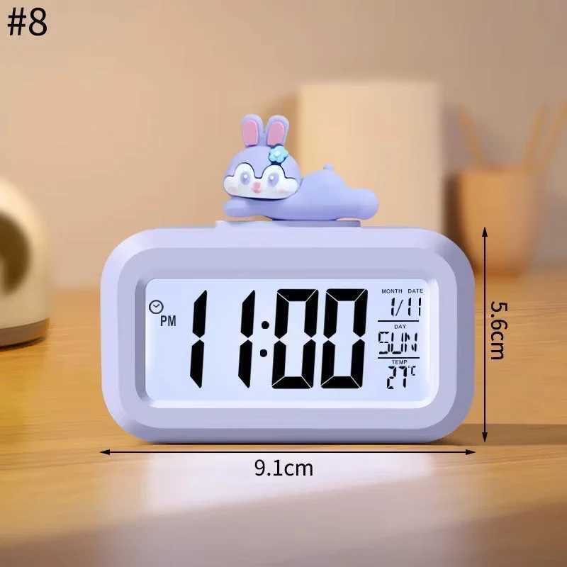 New LED Digital Clock Cute Kawaii Rome Decor Cartoon Pig Alarm Clock with Night Light Room Cute Watch Bedroom Bedside Ornaments D260318
