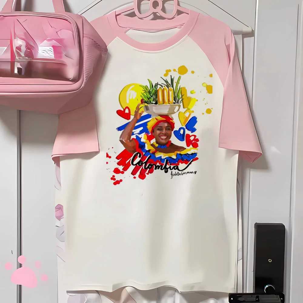 Colombia t shirt women graphic t shirt girl 2000s y2k designer clothesT260317