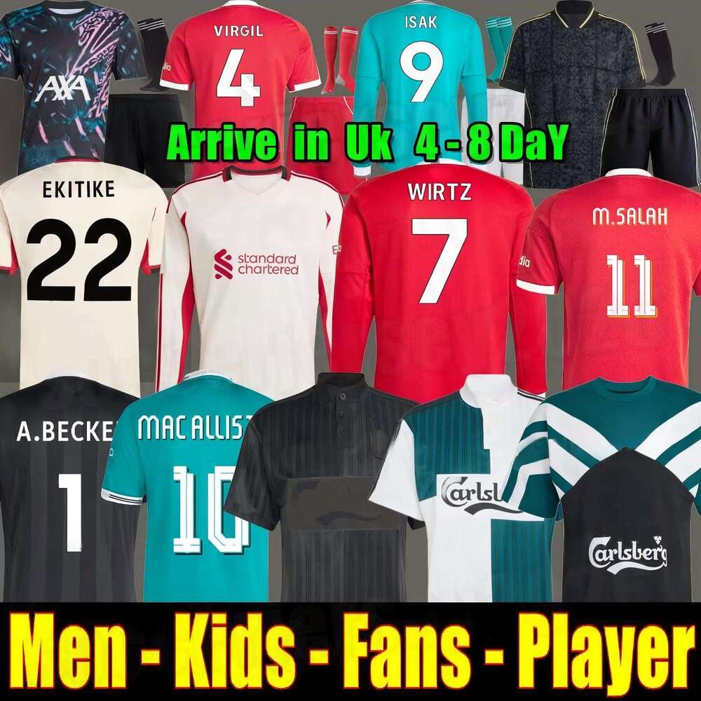25 26 27 liverpool retro jersey ISAK DIOGO.J WIRTZ FRIMPONG KERKEZ MAC ALLISTER EKITIKE Szoboszlai GAKPO soccer jerseys jersey Salah football shirt kid long sleeves
