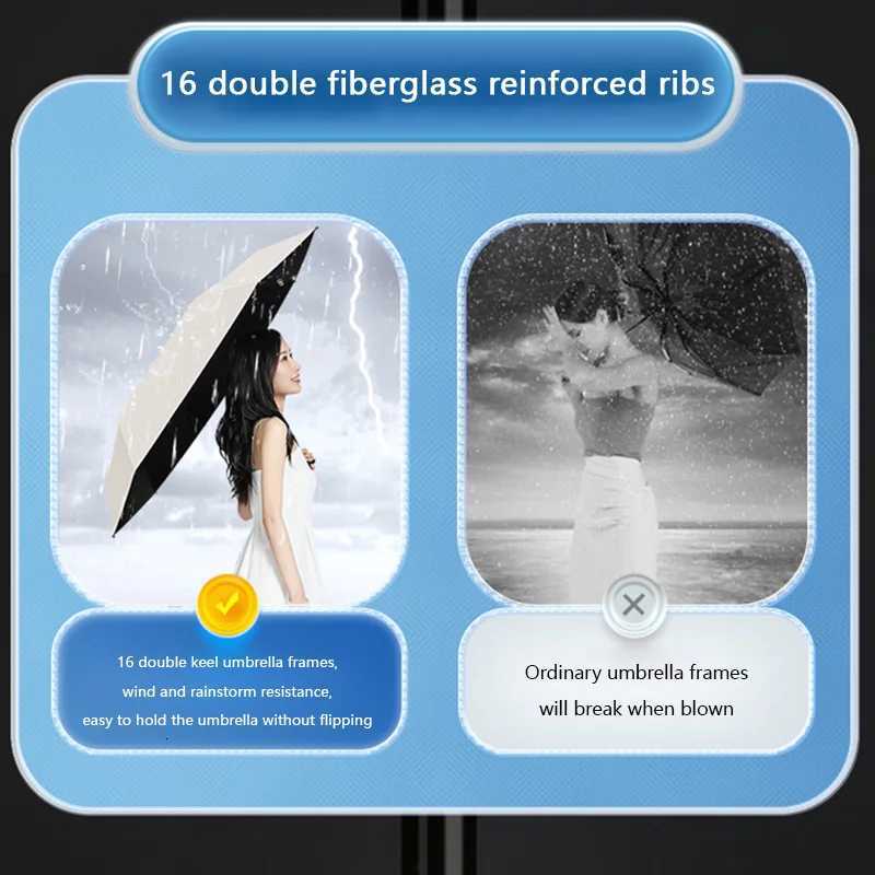 Automatic Umbrella 24 Bone Solid Color Automatic Umbrella Light Collapsible Large Size Outdoor Sunshade Uv Protection New H260318 - view 6