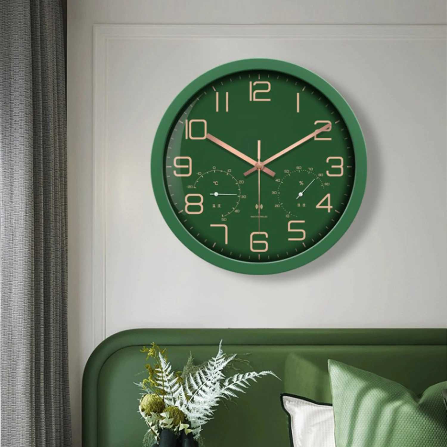 12 Inch Elegant Wall Clock Integrated Temperature And Humidity Gauges Quartz Clock Modern Design For Home Office Decor D260318