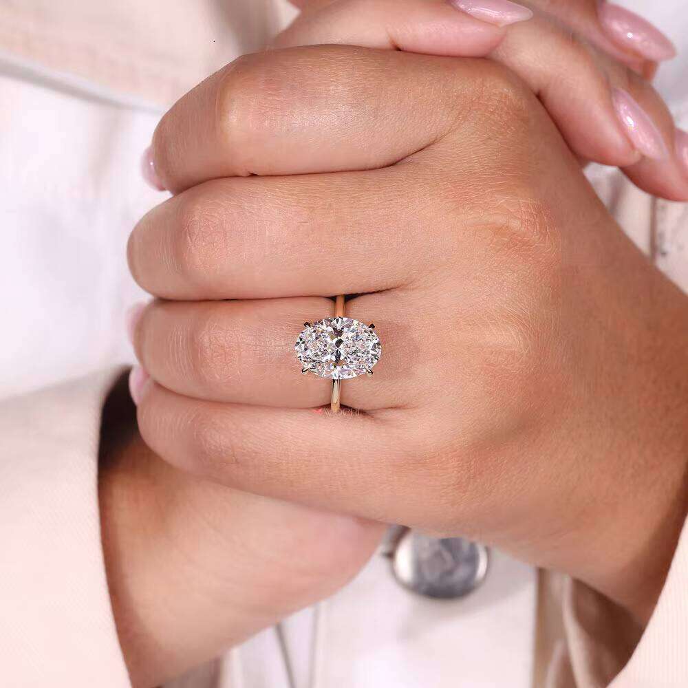 Oval Cut Lab Grown Diamond CVD 3 CT Carat Women Jewelry 14K 18K Solid Gold Hidden Halo Engagement Ring