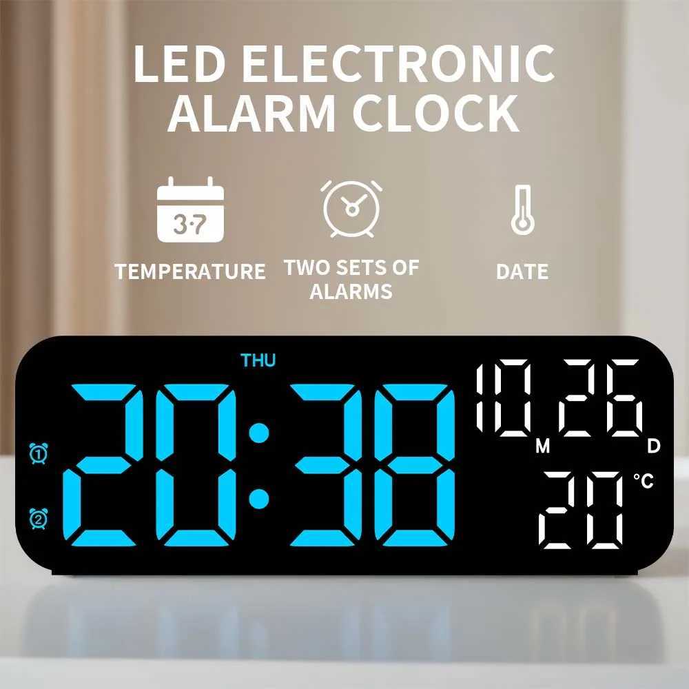 1Pc Simple and Stylish Multifunctional Led Alarm Clock with Temperature Display Suitable for Bedroom and Living Room Bedside Clock 9inch Clock D260318
