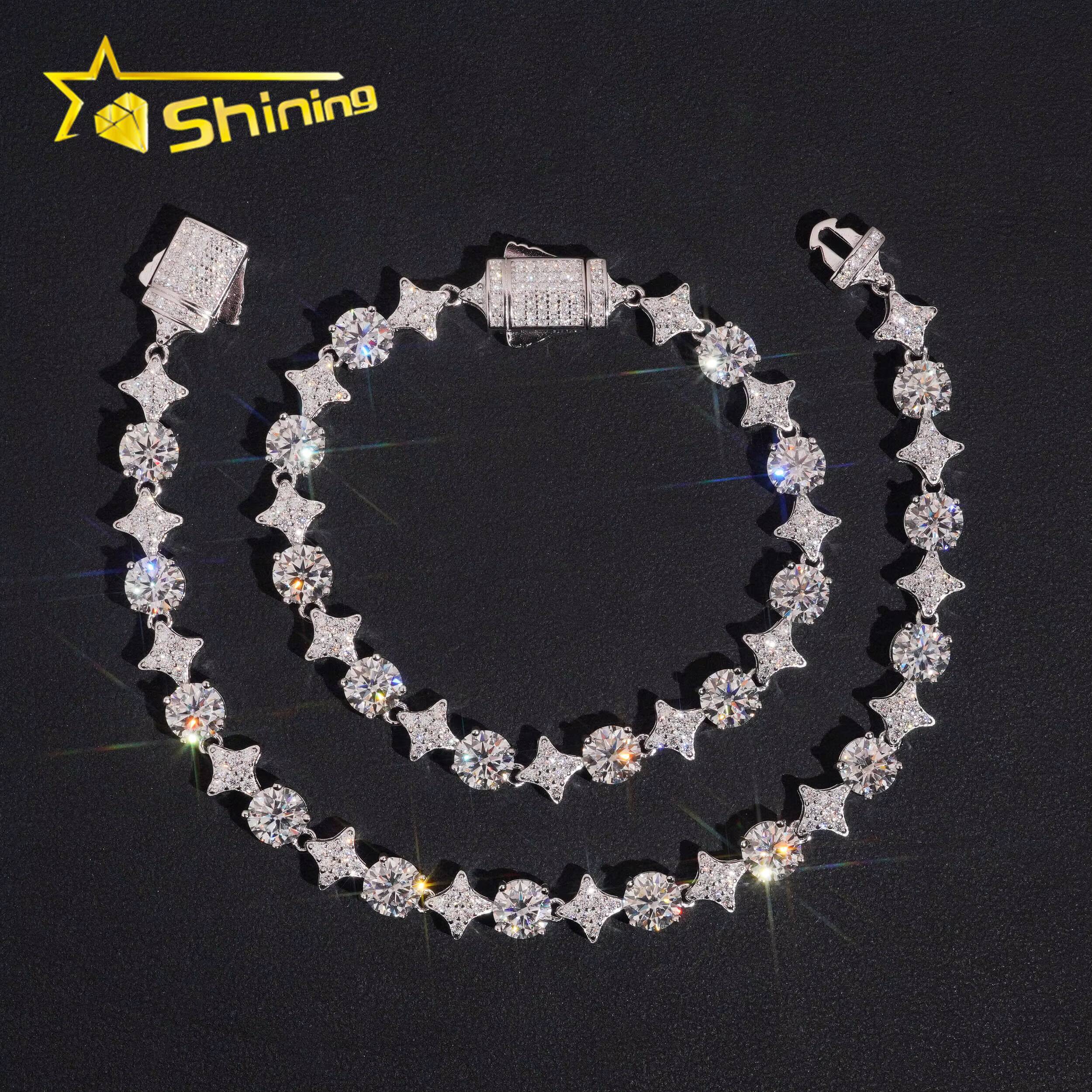 New Design Bracelet 925 Sterling Silver Gold Plated VVS Moissanite Pass Diamond Test Sparkling Bracelet