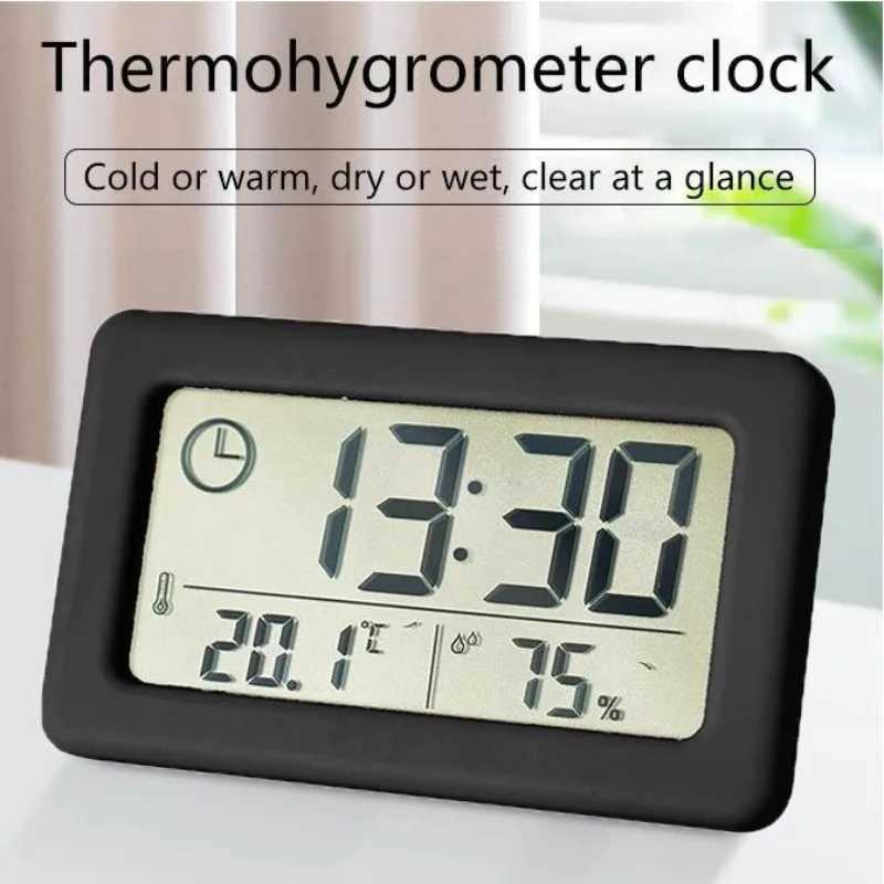 Large LCD Screen Electronic Clock Thermometer Hygrometer Ultra-thin Multifunction Temperature Humidity Monitor Digital Clock D260318