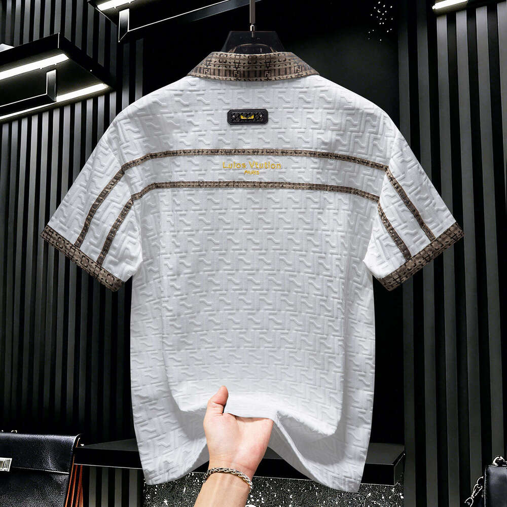 2026 New Summer Short-Sleeve Zippered Embroidered Jacquard Lapel Polo Shirt for Men - European Fashion Trendy Brand