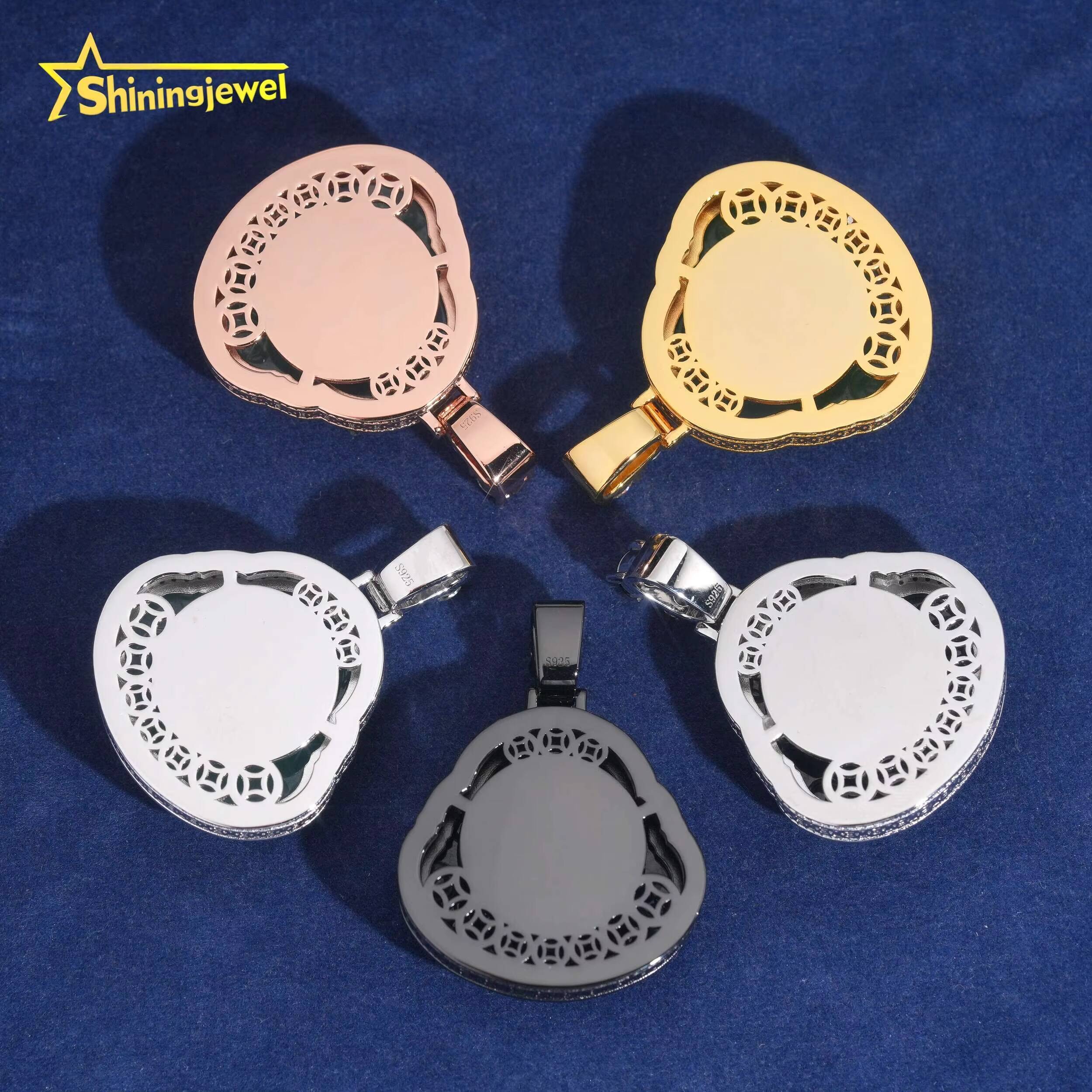 Hip Hop Pendants 925 Sterling Silver Iced Out Moisaanite Jade Buddha Pendant Custom Moissanite Pendant Men Party Gifts