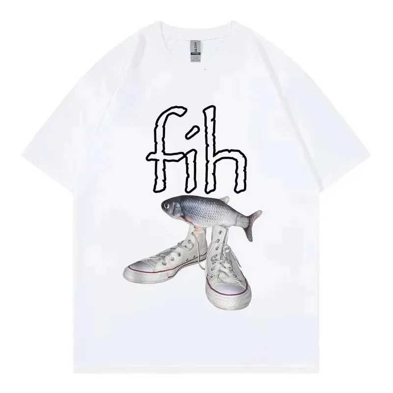 Funny New Style Hot Sale Fih Shoes Graphic T Shirts Misspelled Fish Meme T-shirts Men Women Casual Fashion Short Sleeve T-shirtT260317
