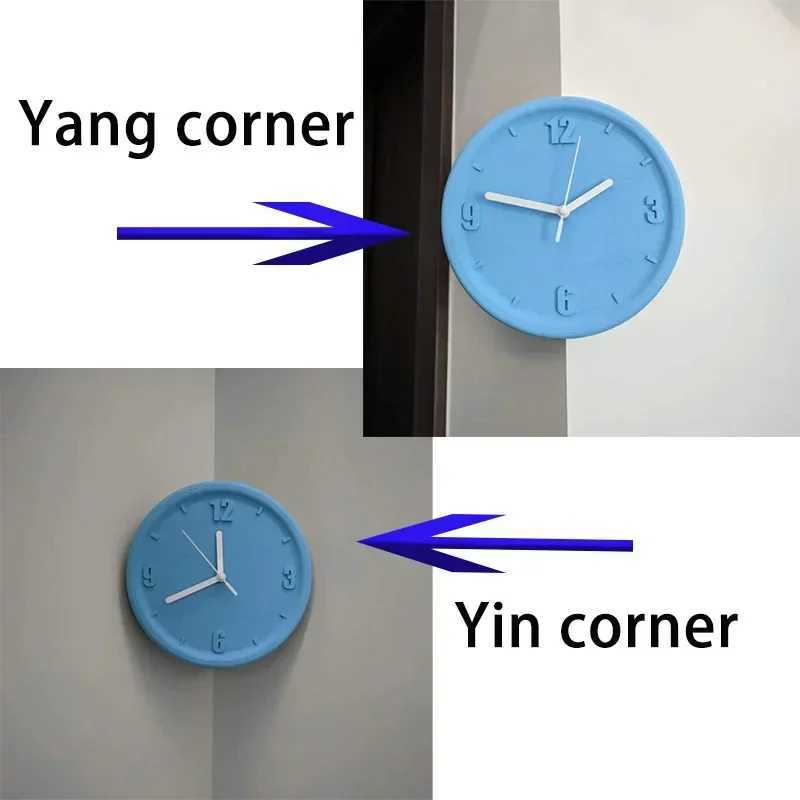 Ins Quiet Wall Clock 8inch Non-Ticking Punch-Free Corner Wall Clock Wall Decor Bedroom Technology Luxury Art Home Decoration D260318
