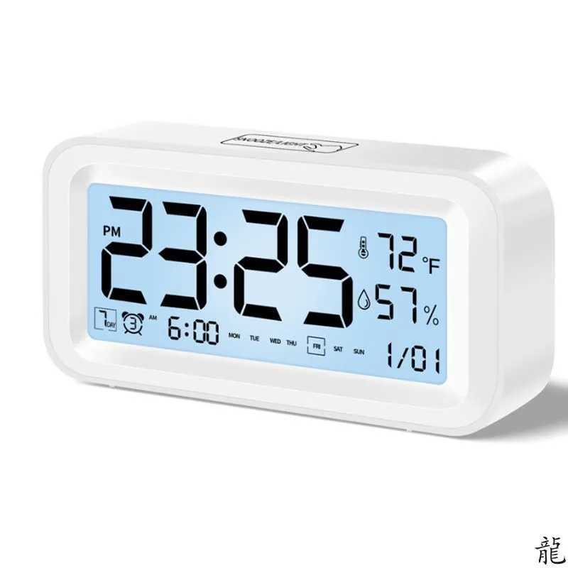 Multi-function Digital Clock LED Brightness Adjustable Temperature and Humidity Display Dual Mode Alarm Clock D2603181