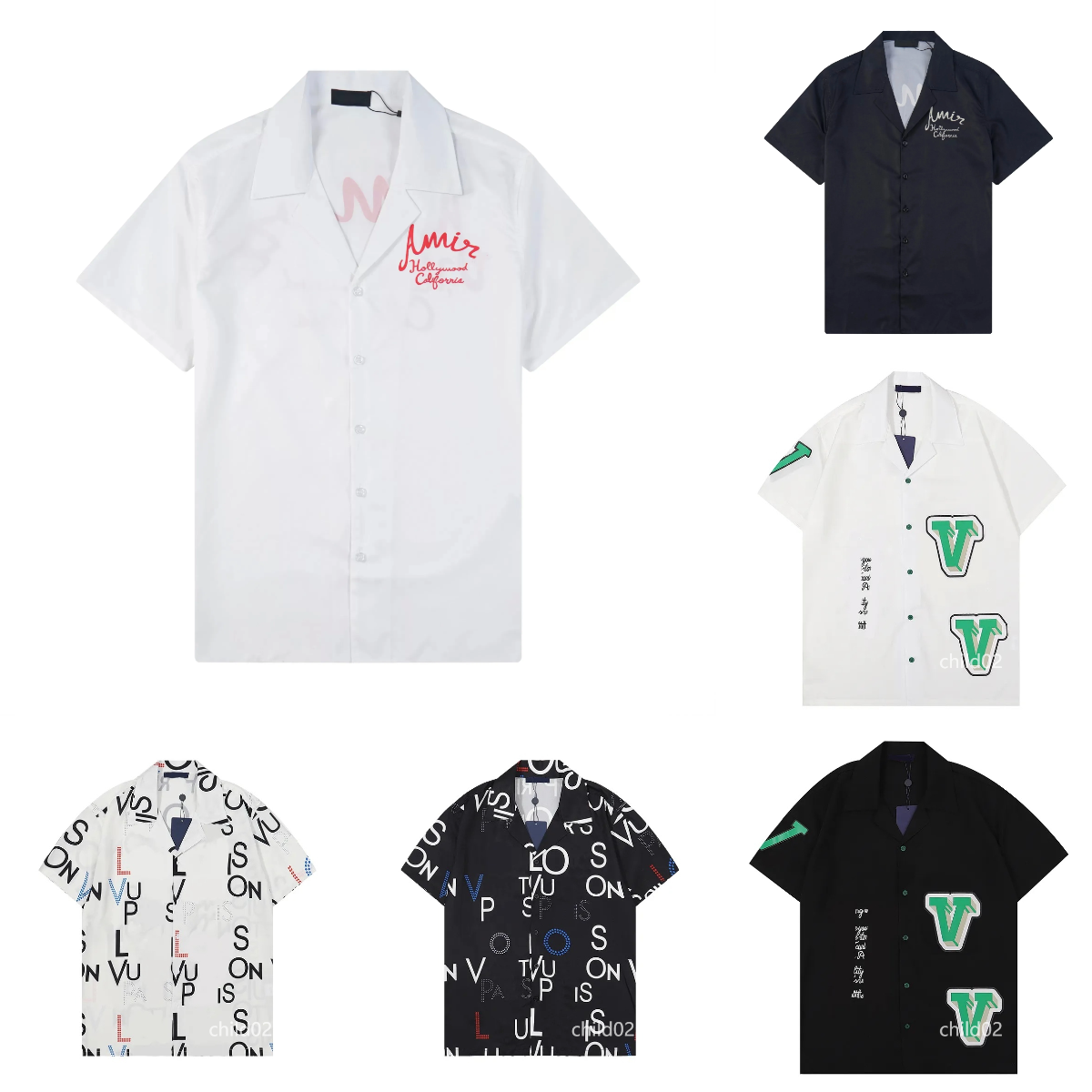 Men's designer shirt summer short sleeve casual button up shirt printed bowling shirt beach style breathable T-shirt clothing #200