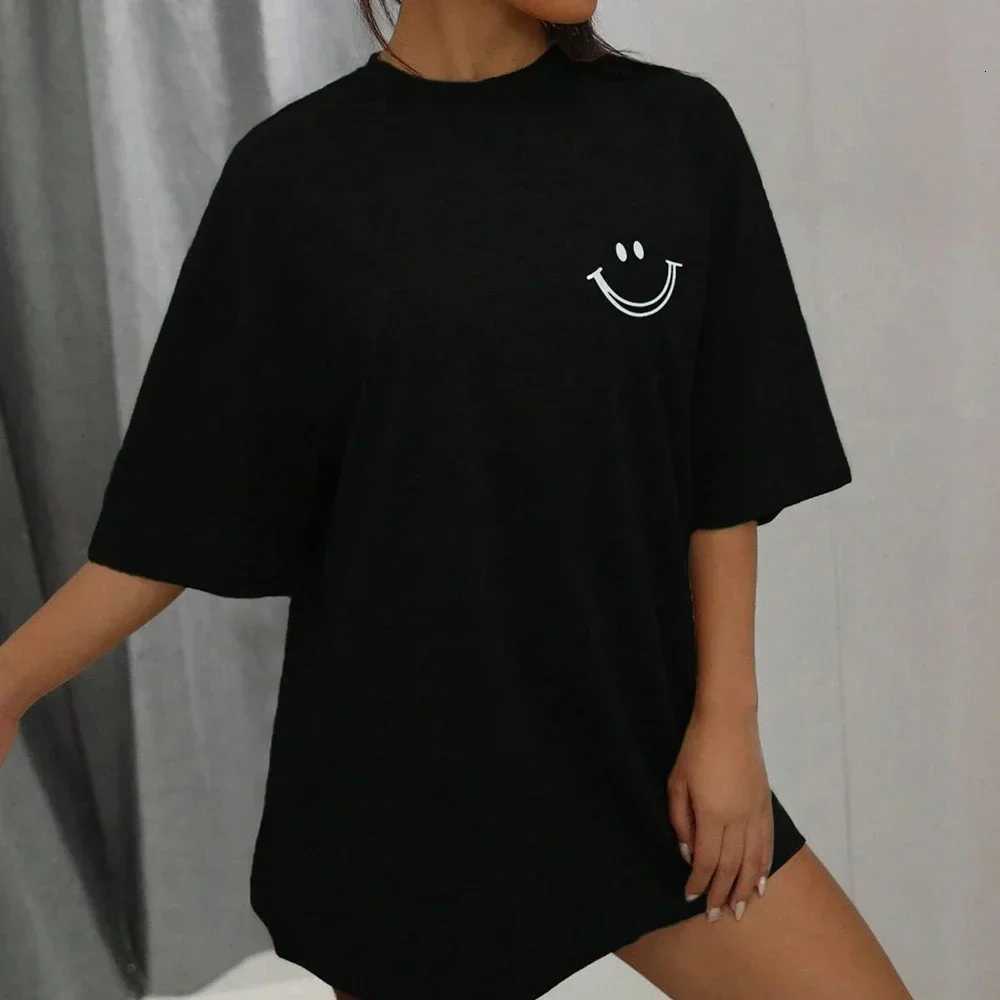 Happy Expression Printed Women Short Sleeve Street Hip Hop Tee Clothing All-math Breathable Tops Crewneck Women T-ShirtsT260317