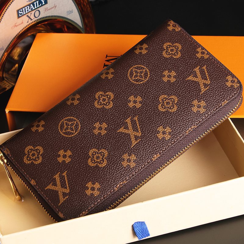 Designers Wallet Women Men Soft Leather Wallets Fashion Long Zipper and button Wallets High Quality Classic Flowers Check Printed Card Case Holder Wih Box