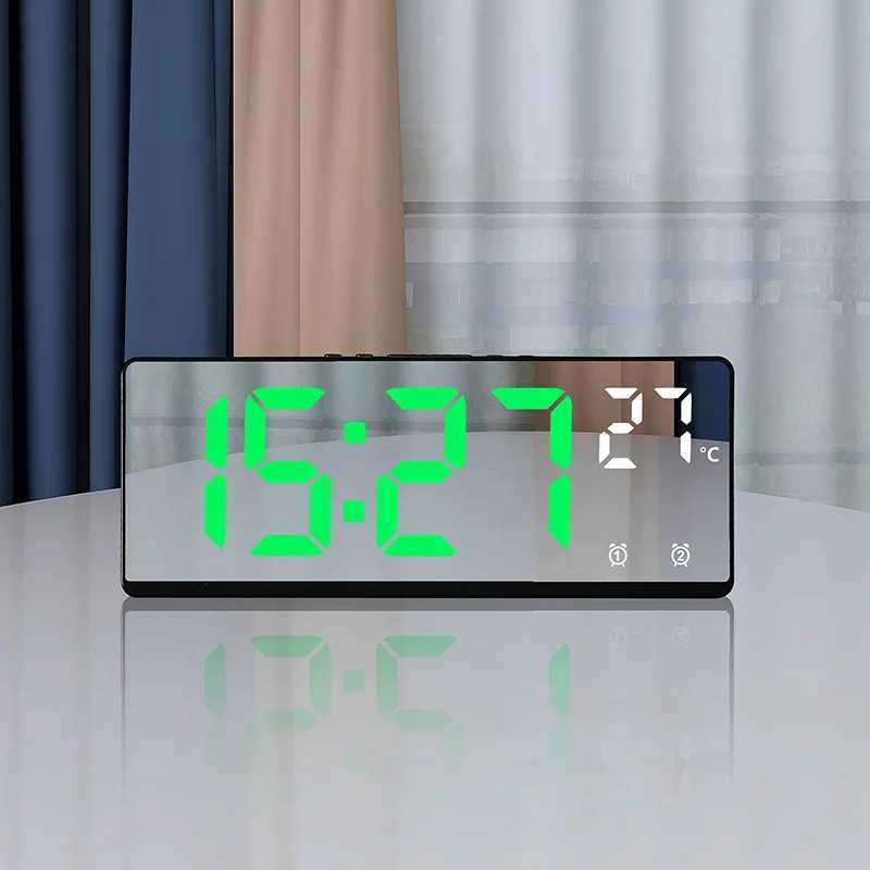 Creative Number Clock Color Nightlight Temperature Calendar Alarm Clock LED Large Number Electronic Clock Backlight Home Decor D260318