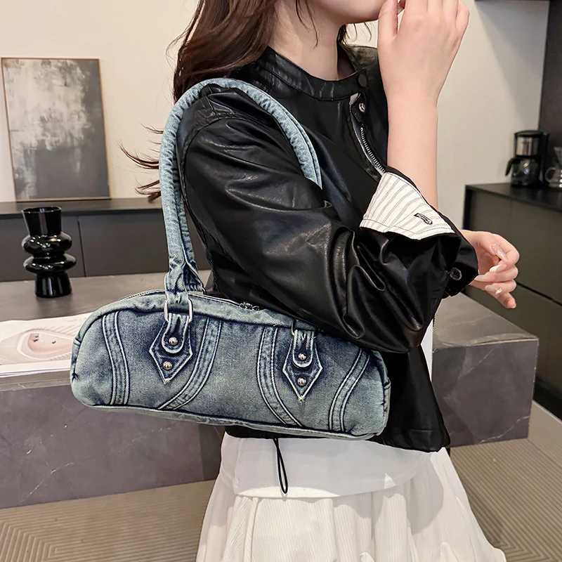 Brand Designer Denim Womens Shoulder Bag Casual Crossbody Bag Large Pillow Boston Bowling Handbag Z260317