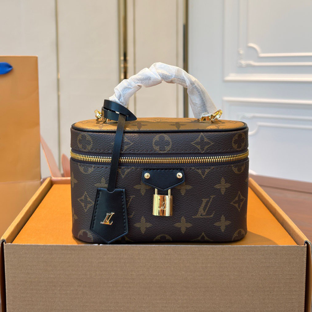 top Designer Men's and Women's Mini Canvas Makeup Bag Travel Toiletries Women's Luxury Handbag Makeup Bag Classic Black and White 11cm Handheld Shoulder Bag lin888