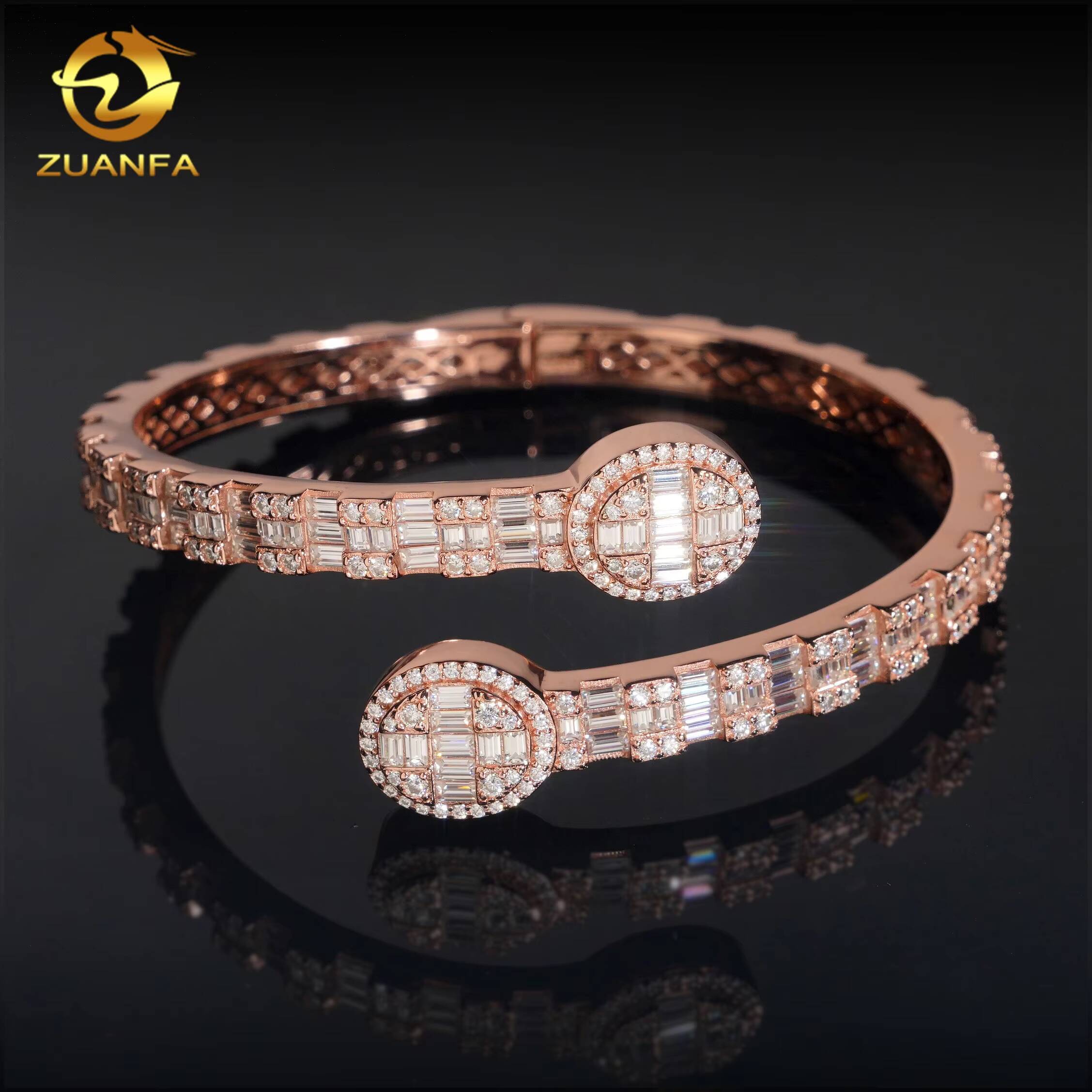 D Color VVS Miossanite Diamond 925 Silver Iced Out Hip Hop Jewelry Bracelet Bangle Men