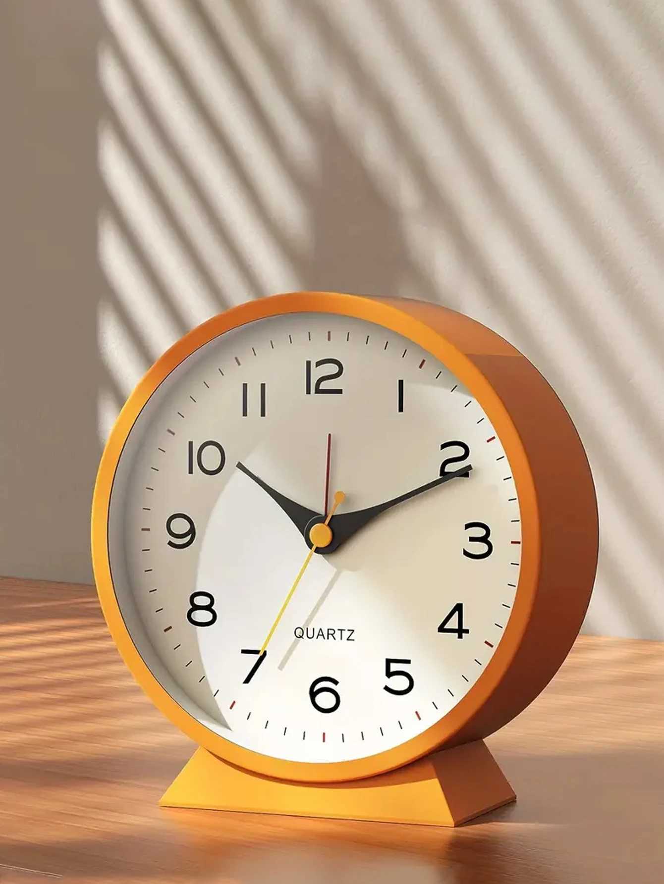 1pc simple metal small alarm clock creative bedside clock desktop mute student clock D260318