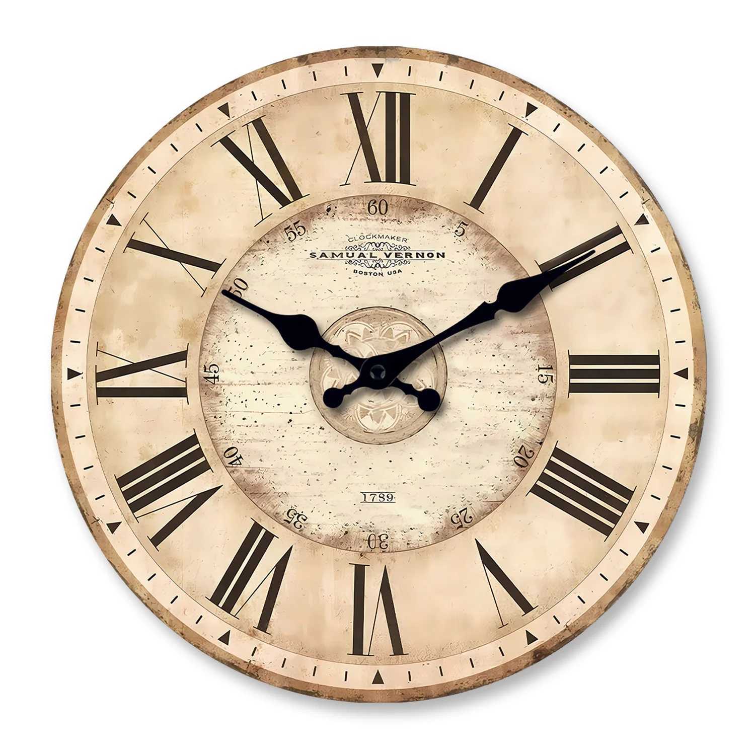 Roman Numeral Pattern Wooden Wall Clock for Living Room Bedroom Kitchen Home Decoration Silent Quartz Clock Holiday Gift 10 Inches 12 Inches 14inch 16