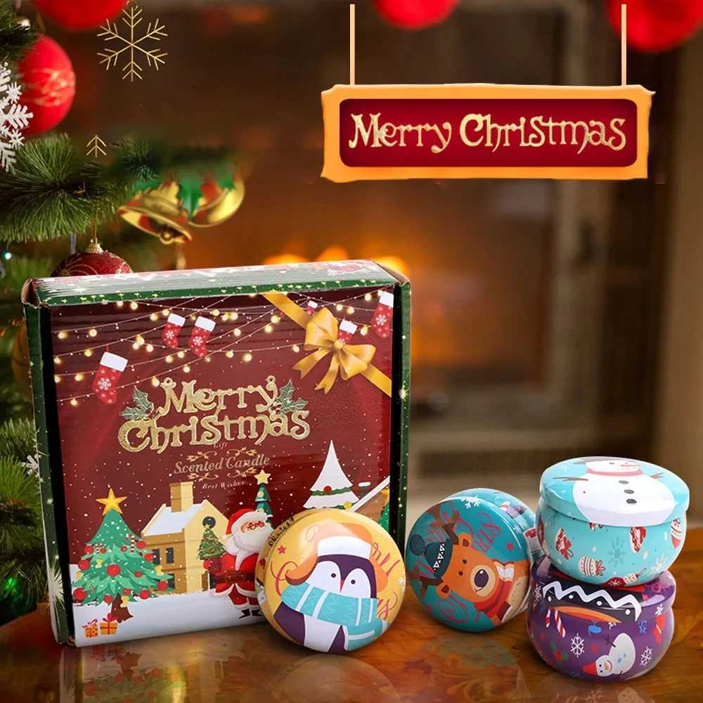 1 Box of 6 Tin Can Candle Set Soy Wax Essential Oil Dried Floral Scented Candle Gift Set Wedding Birthday Gift Home Decoration D260318