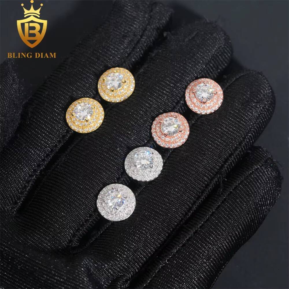 USA Stock New Arrivals 925 Silver Earrings Iced Out Vvs Moissanite Earring Diamond Fine Jewelry Earring Men Women