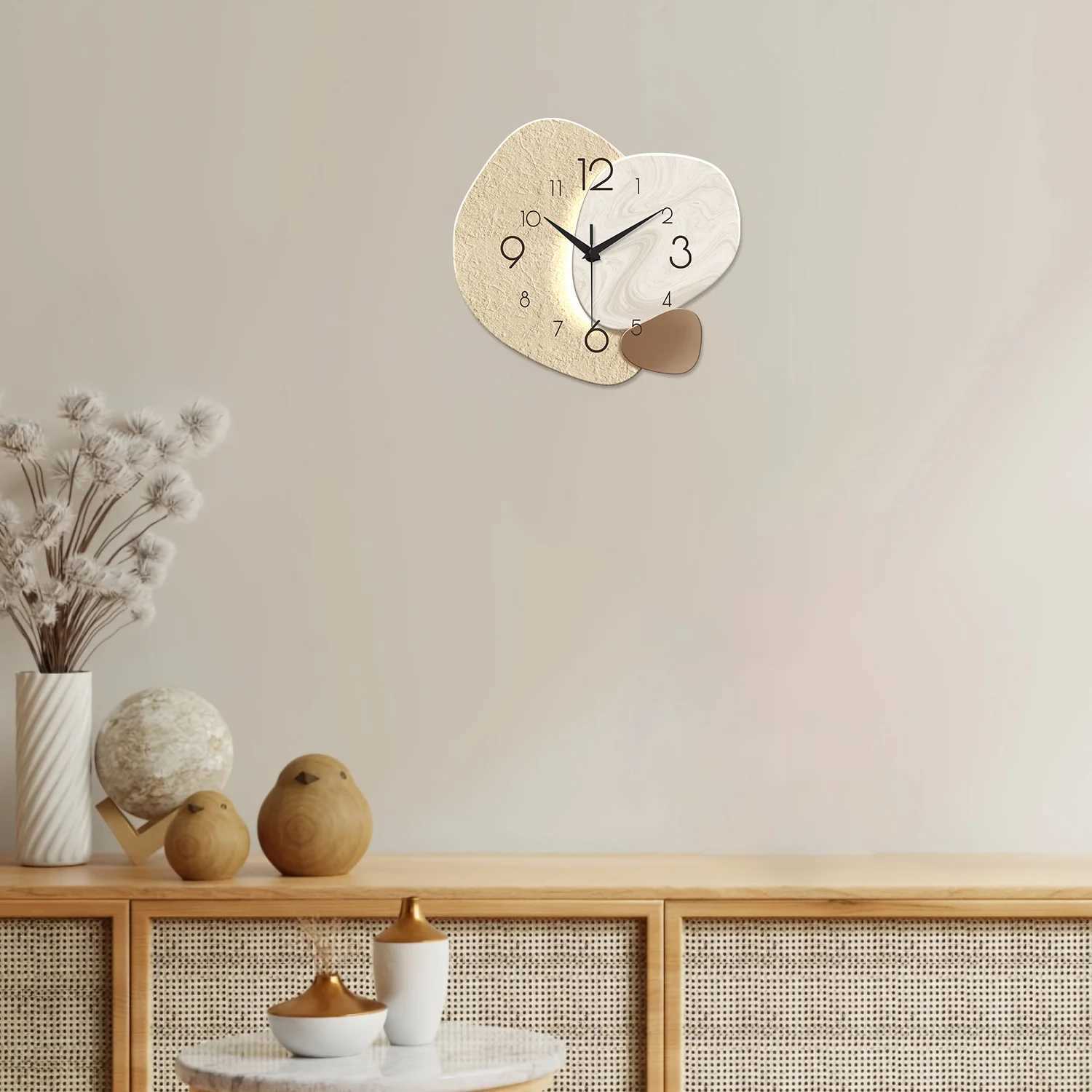 Modern Simple Wall Clock Silent Quartz Clock Bedroom Clock Living Room Sofa Background Decoration Wall Clock No Battery D260318