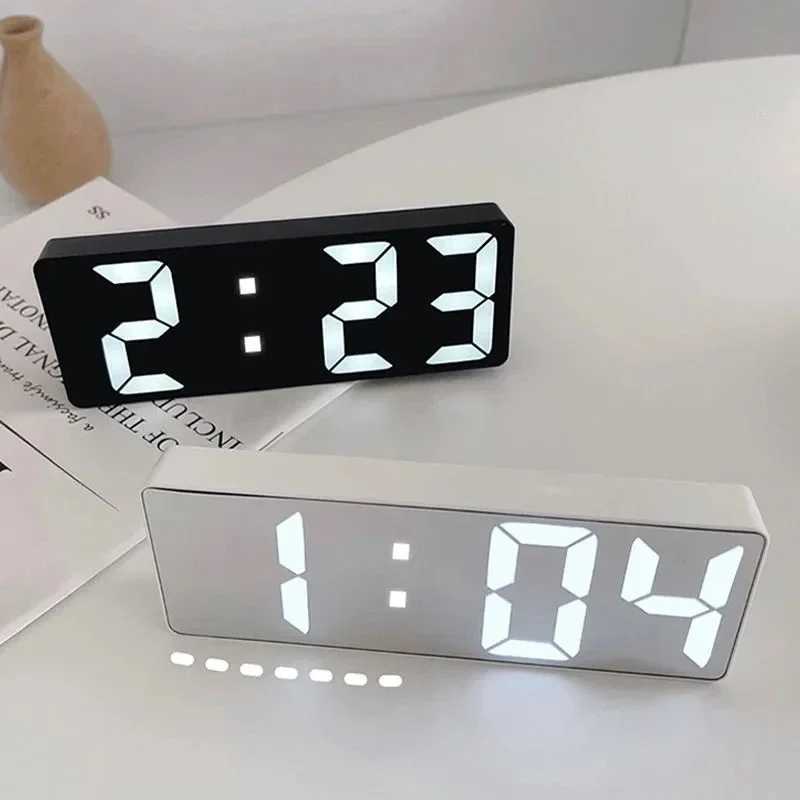Led Digital Alarm Clock Led Night Mode Control Watches Table Decorations Chargeable Snooze Electronic Voice Music Home Wall Desk D260318