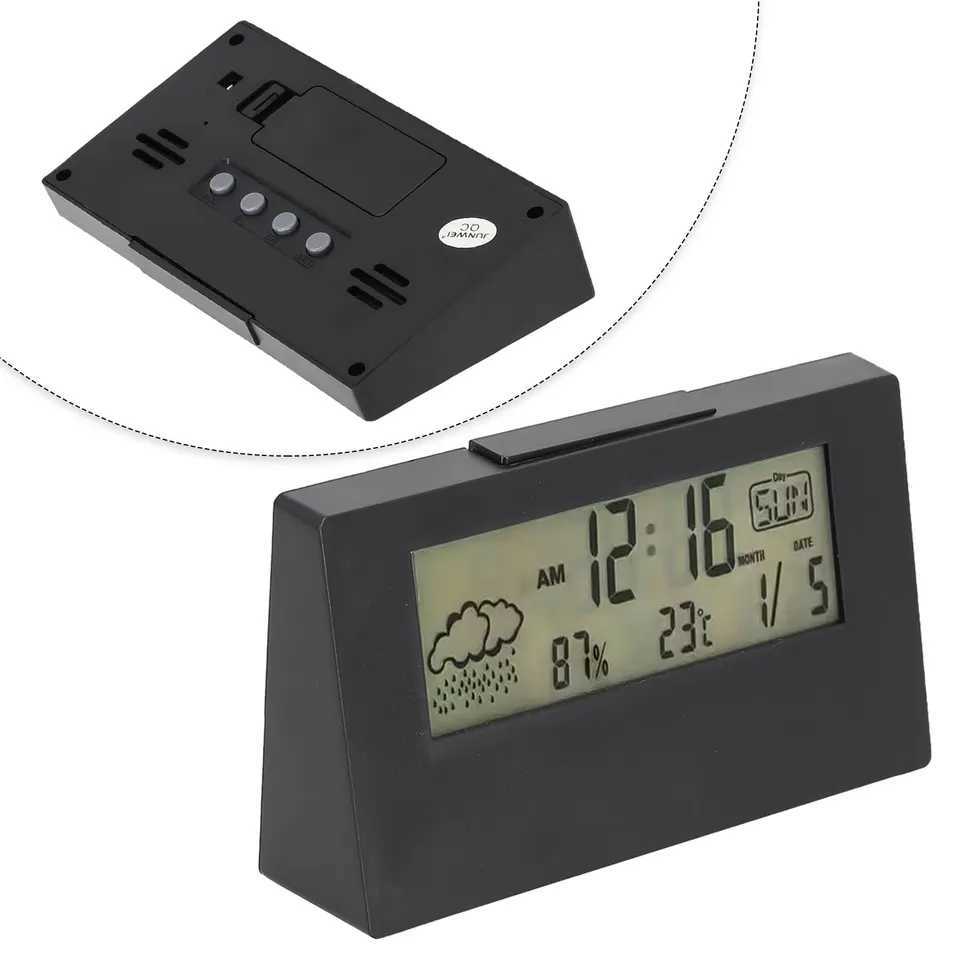 1pcs LED Thermometer Digital Electronic Alarm Clock With Backlight Thermo-Hygrometer Temperature Humidity Meter Weather Station D260318