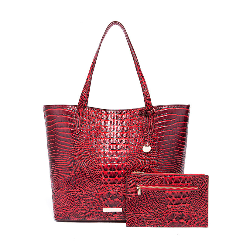 New European and American Cross-Border Amazon Independent Station Handheld Tote Bag Mother-Daughter Retro Women's Bag Multi-Color Brahmin Crocodi