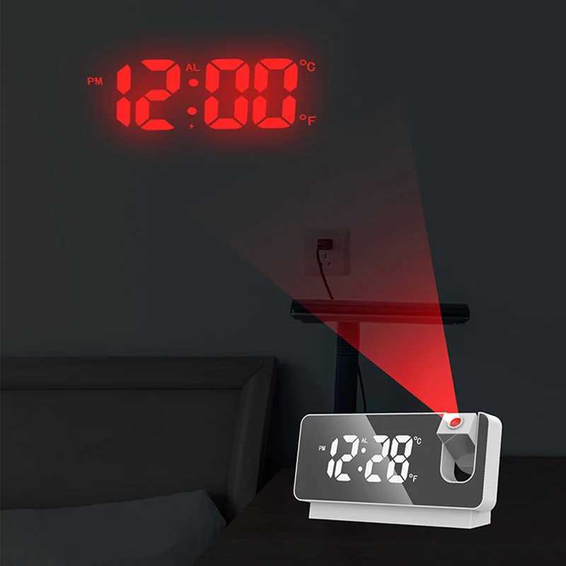 Projection Alarm Clock LED Digital Clock Temperature Display Bedside Desktop Clock for Bedroom Office Home Dcor D260318