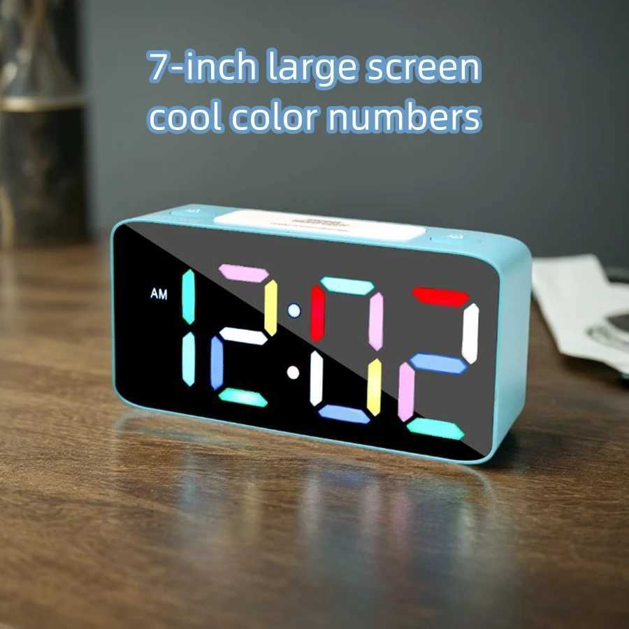 1PC multi-function RGB color screen alarm clock desktop LED digital clock Customize two sets of alarms five levels of brightn D260318