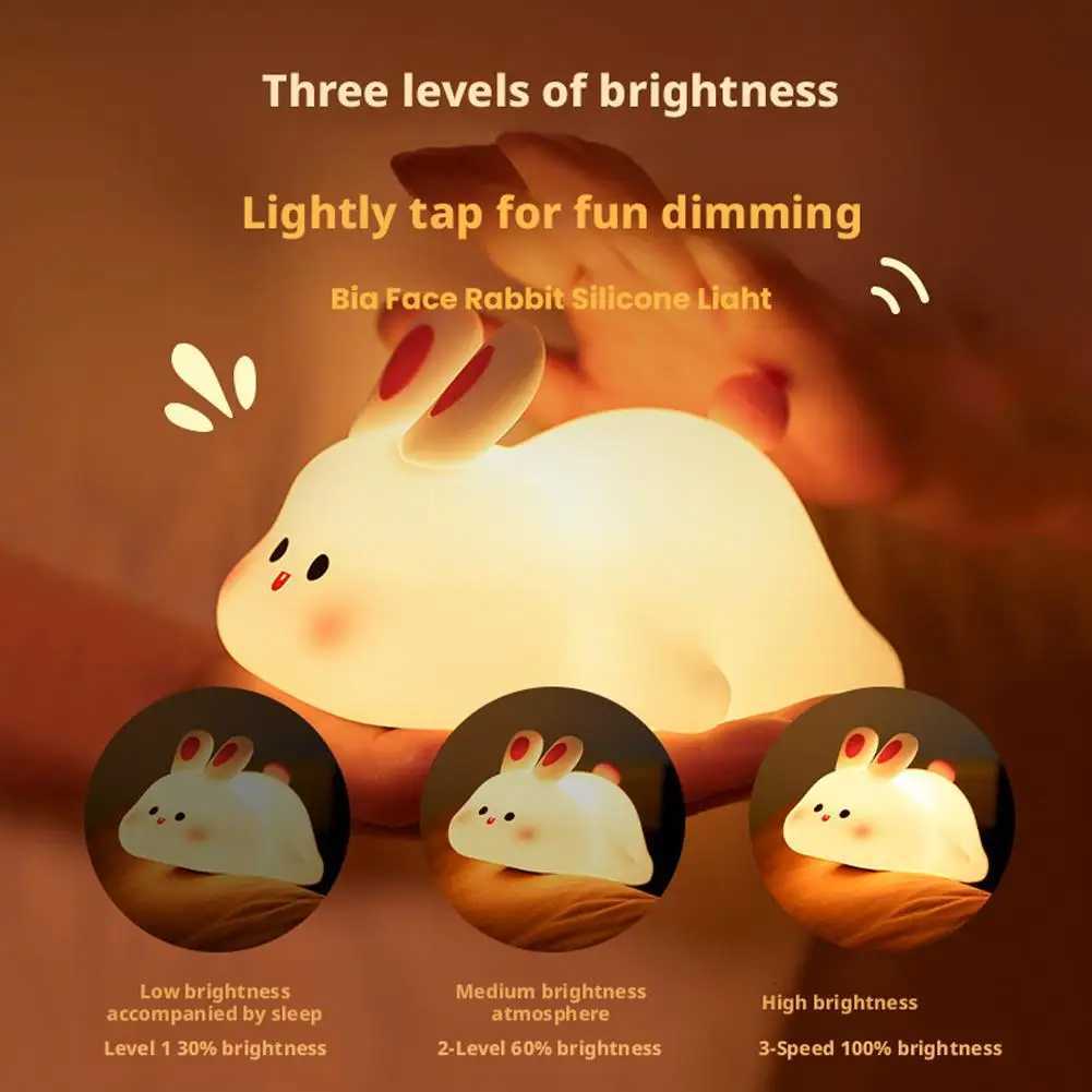 ute Silicone Squishy Night Lamp Fox Rabbit Dimmable Nursery Nightlight Rechargeable Timing Bedside Table Lamp With Touch Sensor H260318