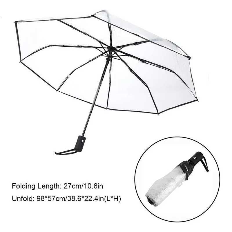 Transparent Folding Automatic Umbrella Men Ripple Edge Black Business Rain Umbrella Summer Women Sun Windproof Parasol H260318 - view 3