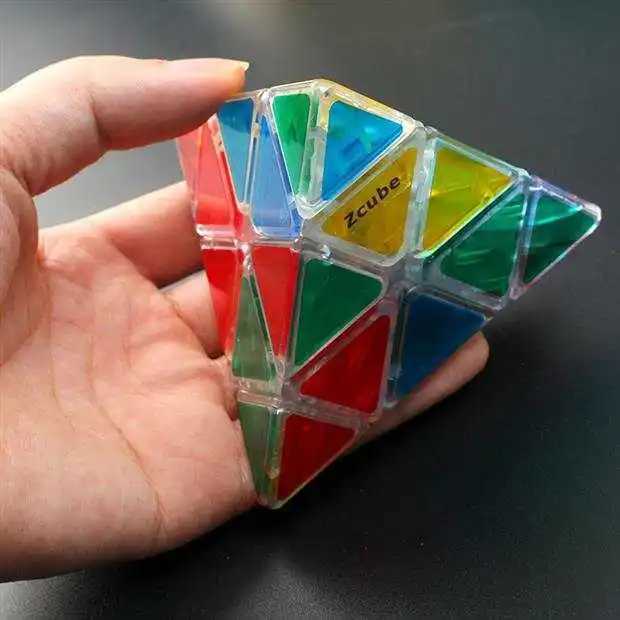 Transparent Pyramid Stickerless Speed Cube 3x3x3 Triangle Brain Teaser IQ Test toys Educational Mind Challenge Cubo Mgico H260314